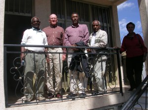Tesfamichael, Doug, Berhane, Tesfagiorgis and Almaz at Tesfamichael's home